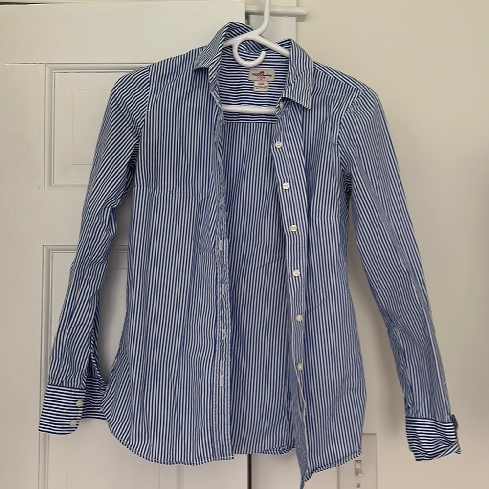 J.Crew Haberdashery blue stripe button down shirt. XXS